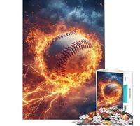 Rompecabezas de 1000 Piezas para Adultos Furia del béisbol en Llamas - Rompecabezas para Adultos Juegos relajantes Regalo de cumpleaños difícil y desafiante (tamaño 50x75cm)