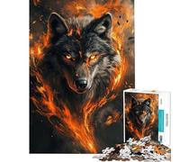 Rompecabezas de 1000 Piezas para Adultos Furia del Lobo Llameante Rompecabezas para Adolescentes Montaje de Patrones Difícil y desafiante Juego desafiante para Toda la Familia 38x52cm