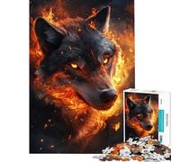 Rompecabezas de 1000 Piezas para Adultos Furia del Lobo Llameante - Rompecabezas para Adultos Juguetes antiestrés Ideales para Pasar el Tiempo en casa y ejercitar el Cerebro (tamaño 38x52cm)