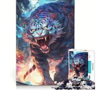 Rompecabezas de 1000 Piezas para Adultos Furia del Tigre Blanco Juegos educativos Actividades Divertidas para Hacer en casa Ideal para cumpleaños y Navidad 50x75cm