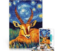 Rompecabezas de 1000 Piezas para Adultos Gacela de la Noche Estrellada Aprendizaje Educativo Toda la Familia. 38x26cm