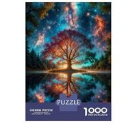 Rompecabezas De 1000 Piezas para Adultos Galactic Reflections Cosmic Tree Mirrored in Water Rompecabezas para Adultos Juego Familiar Análisis Y Lógica Difícil Y Desafiante 52x38cm/1000pcs