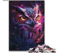 Rompecabezas de 1000 Piezas para Adultos Galaxy Owl, cartón, tamaño 26x38cm, Juego de ingenio, Juego Interactivo Familiar, Apto para Mayores de 14 años.