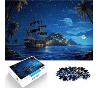 Rompecabezas de 1000 Piezas para Adultos Galeón en el Caribe Juegos Divertidos para la Familia Adecuado para decoración de Escritorio. 38x26cm