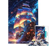 Rompecabezas de 1000 Piezas para Adultos Galeón Estelar ︰ Viaje más allá del Cielo Rompecabezas para Adultos Juego de ingenio Corte de precisión (tamaño 38x52cm)