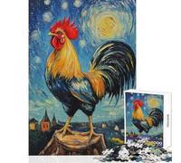 Rompecabezas de 1000 Piezas para Adultos Gallo bajo un Cielo Estrellado Divertidos Juegos de Rompecabezas para Adultos Regalos para Mujeres cumpleaños y obsequios únicos (tamaño 38x52cm)