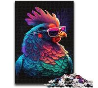 Rompecabezas de 1000 Piezas para Adultos, Gallo neón, Ayuda a ejercitar el Cerebro, Juguetes adictivos para Cultivar la Paciencia, colección de Artistas, Bellas Artes, 26x38cm