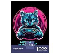 Rompecabezas De 1000 Piezas para Adultos Gamer Cat Gaming Gamepad Rompecabezas para Adultos Juguetes DIY Regalos para Mujeres Regalos para Amigos Y Familiares 70x50cm/1000pcs