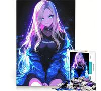 Rompecabezas de 1000 Piezas para Adultos, Gamer Girl Anime Glow, Juguetes antiestrés, dificultad Alta, Lista de Deseos con Papá Noel 50x75cm