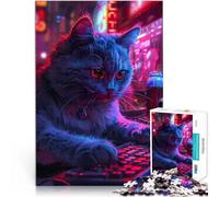 Rompecabezas de 1000 piezas para adultos Gaming Kitty Stressabbau Staycation Zeit totschlagen Lernspiel für Geburtstag, Weihnachten38 x 26 cm