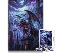 Rompecabezas de 1000 Piezas para Adultos: Gárgola en Edificio gótico Durante una tormenta Juego Familiar para Mayores de 14 años (tamaño 38x26cm)