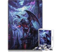 Rompecabezas de 1000 Piezas para Adultos, Gárgola en un Edificio gótico Durante una tormenta, cumpleaños o para niños de 14 años o más (tamaño 50x75cm)