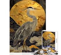 Rompecabezas de 1000 Piezas para Adultos Garza Arte Kintsugi Juegos educativos para la diversión Familiar Juguete Decorativo para la Pared Que fomenta el Amor Entre Parejas (38x26cm)