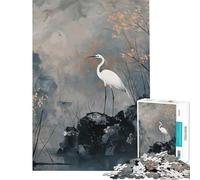 Rompecabezas de 1000 Piezas para Adultos Garza Blanca en Paisaje brumoso Juegos relajantes Juguetes Juegos educativos Regalos de cumpleaños para Mujeres (tamaño 38x52cm)