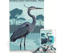 Rompecabezas de 1000 Piezas para Adultos: Garza del Parque Nacional Everglades, Juego práctico, Mejora la Memoria, Toda la Familia 38x26cm