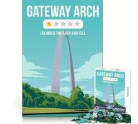 Rompecabezas de 1000 Piezas para Adultos,Gateway Arch,reseña Divertida,Arte de Corte Fino,Juguete Inteligente para el Cerebro,Tiempo de Juego Acogedor,Regalo de cumpleaños para Aficionados 38x26cm