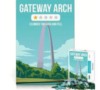 Rompecabezas de 1000 Piezas para Adultos Gateway Arch,reseña Divertida,Corte Premium,diversión,estimulación Cerebral,Juego Relajante, Tranquilo (38x26cm)