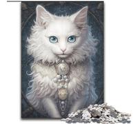 Rompecabezas de 1000 Piezas para Adultos: Gatito Blanco Esponjoso. Rompecabezas de 1000 Piezas para Adultos. Juego Familiar Interactivo, decoración del hogar DIY, Regalo desafiante y acertijo.