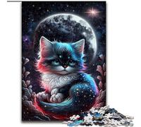 Rompecabezas de 1000 Piezas para Adultos, Gatito cósmico de Madera, divertirse en Familia en cumpleaños y Navidad, 50x75cm, una Atractiva Actividad de Noche de Juegos en Familia