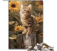 Rompecabezas de 1000 Piezas para Adultos: Gatito Entre Rosas, Familiares y Amigos, un desafío para la Mente (26x38cm)