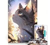 Rompecabezas de 1000 Piezas para Adultos: Gato a la luz del Sol, Juego Imposible, interacción Entre Padres e Hijos, Ideal para cumpleaños y Navidad 38x52cm