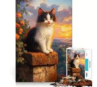 Rompecabezas de 1000 Piezas para Adultos Gato al Atardecer Juego de lógica de Ajuste Juguete Divertido Juego Gratuito Regalo de cumpleaños (50x75cm)