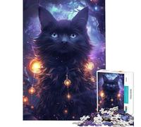 Rompecabezas de 1000 Piezas para Adultos Gato Arcano con Luces Cósmicas Juego Familiar Educativo Juguete desafiante Excelentes Regalos y Juguetes para aliviar el estrés (Tamaño 38x26cm)