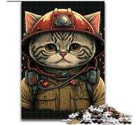Rompecabezas de 1000 Piezas para Adultos, Gato Bombero, para Mayores de 14 años Un Juego desafiante para Regalar a Toda la Familia y Amigos 26x38cm