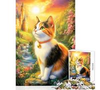 Rompecabezas de 1000 Piezas para Adultos: Gato calicó en un Mundo de fantasía Juguete Educativo Regalo para cumpleaños Juegos educativos Cada Pieza es única Tamaño: 38x26cm