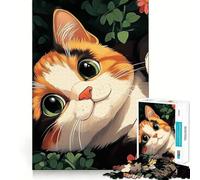 Rompecabezas de 1000 Piezas para Adultos,Gato Calico Entre Flores,Juguete de construcción,Juego de Paz,Regalo de cumpleaños (38x26cm)