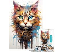 Rompecabezas de 1000 Piezas para Adultos Gato cíborg Ayuda a ejercitar el Cerebro decoración Juego de ingenio Apto para Mayores de 14 años (50x75cm)