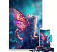 Rompecabezas de 1000 Piezas para Adultos Gato con alas de Mariposa,diseño de Corte preciso,Ideal para Resolver Problemas,Divertido Tiempo Libre Ideal para exhibir como decoración