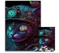 Rompecabezas de 1000 Piezas para Adultos: Gato con Casco. Rompecabezas desafiante para Adolescentes, diversión Familiar. 50x75cm/19,68x29,52 Pulgadas.
