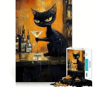 Rompecabezas de 1000 Piezas para Adultos Gato con Esmoquin Bebiendo un Martini Juego Divertido para desarrollar la Mente y el Pensamiento Actividad de Ocio y cumpleaños (38x52cm)