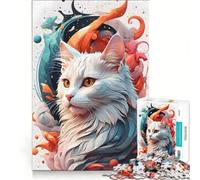 Rompecabezas de 1000 Piezas para Adultos: Gato con IA o Gato Vectorial Juegos relajantes para ejercitar la Mente y Las Manos cumpleaños y Navidad 38x26cm