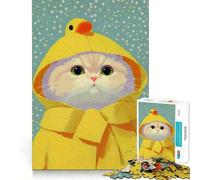 Rompecabezas de 1000 Piezas para Adultos Gato con Impermeable Amarillo de Pato,Retrato,Corte preciso,Divertido Juego de ingenio,Tiempo Libre,Actividad de cumpleaños (38x52cm)