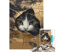 Rompecabezas de 1000 Piezas para Adultos Gato Curioso asomándose por una grieta Diversión para Hacer en casa Juego de ingenio y Velocidad para Personas Mayores de 14 años (38x26cm)