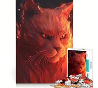 Rompecabezas de 1000 Piezas para Adultos: Gato de Fuego Elemental, Juegos Familiares, ejercita tu Mente y Tus Manos, Toda la Familia 38x52cm
