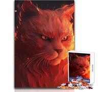 Rompecabezas de 1000 Piezas para Adultos: Gato de Fuego Elemental, Tranquilo y Divertido, Juguete de precisión Troquelado avanzado, tamaño 38x52cm