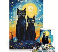 Rompecabezas de 1000 Piezas para Adultos: Gato de Van Gogh, Juego Educativo, desafío difícil, fortalece el Amor Entre Parejas 38x52cm