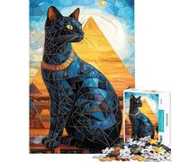 Rompecabezas de 1000 Piezas para Adultos Gato Egipcio con pirámides Difícil y desafiante Mejora la Memoria Juguete antiestrés para Mayores de 14 años (50x75cm)