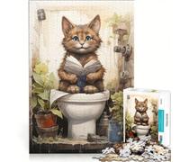 Rompecabezas de 1000 Piezas para Adultos: Gato en el Inodoro, Juegos Familiares, Carrera de Velocidad Manual, Ideal para Decorar el Escritorio 50x75cm