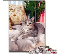 Rompecabezas de 1000 Piezas para Adultos: Gato en el Sofá ¡Disfruta de Tus Vacaciones en casa! Cada Pieza es única Diversión Familiar desafiante (26x38cm)
