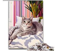 Rompecabezas de 1000 Piezas para Adultos: Gato en el Sofá ¡Disfruta de Tus Vacaciones en casa! Cada Pieza es única Diversión Familiar desafiante (tamaño 50x75cm)