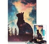 Rompecabezas de 1000 Piezas para Adultos Gato en la Galaxia Decoración práctica y Divertida Juguete para ejercitar la Mente Regalo Ideal para Navidad (50x75cm)