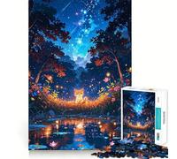 Rompecabezas de 1000 Piezas para Adultos Gato en un Bosque Encantado Juego de Mesa de Alta precisión Regalo Ideal para Pasar el rato Escena navideña Arte (38x26cm)