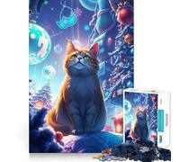 Rompecabezas de 1000 Piezas para Adultos Gato en un país de Las Maravillas Invernal Juego Divertido para desarrollar la Mente y el Pensamiento Actividad de Ocio y cumpleaños (50x75cm)