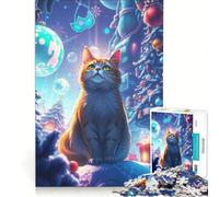 Rompecabezas de 1000 Piezas para Adultos: Gato en un país de Las Maravillas Invernal, Juego Imposible, interacción Entre Padres e Hijos, Ideal para cumpleaños y Navidad 38x26cm