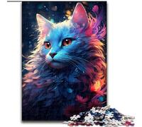 Rompecabezas de 1000 Piezas para Adultos, Gato Entre Flores, de Madera, Familiares y Amigos, un desafío para el Cerebro(50x75cm)