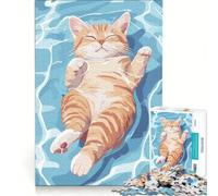 Rompecabezas de 1000 Piezas para Adultos: Gato flotando tranquilamente en el Agua Juego Familiar, Ideal para divertirse en casa, Regalo de cumpleaños o Cualquier Otro obsequio 38x26cm